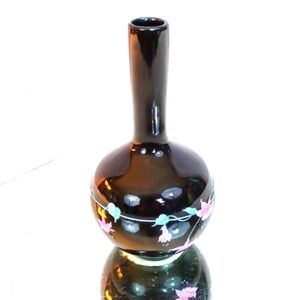 Russ ‎ Vintage Black Floral Bud Vase